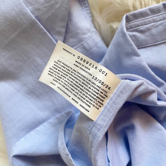 NEW Arket Light Blue Regular Fit Cotton Oxford Long Sleeve Button Shirt - Picture 9 of 12